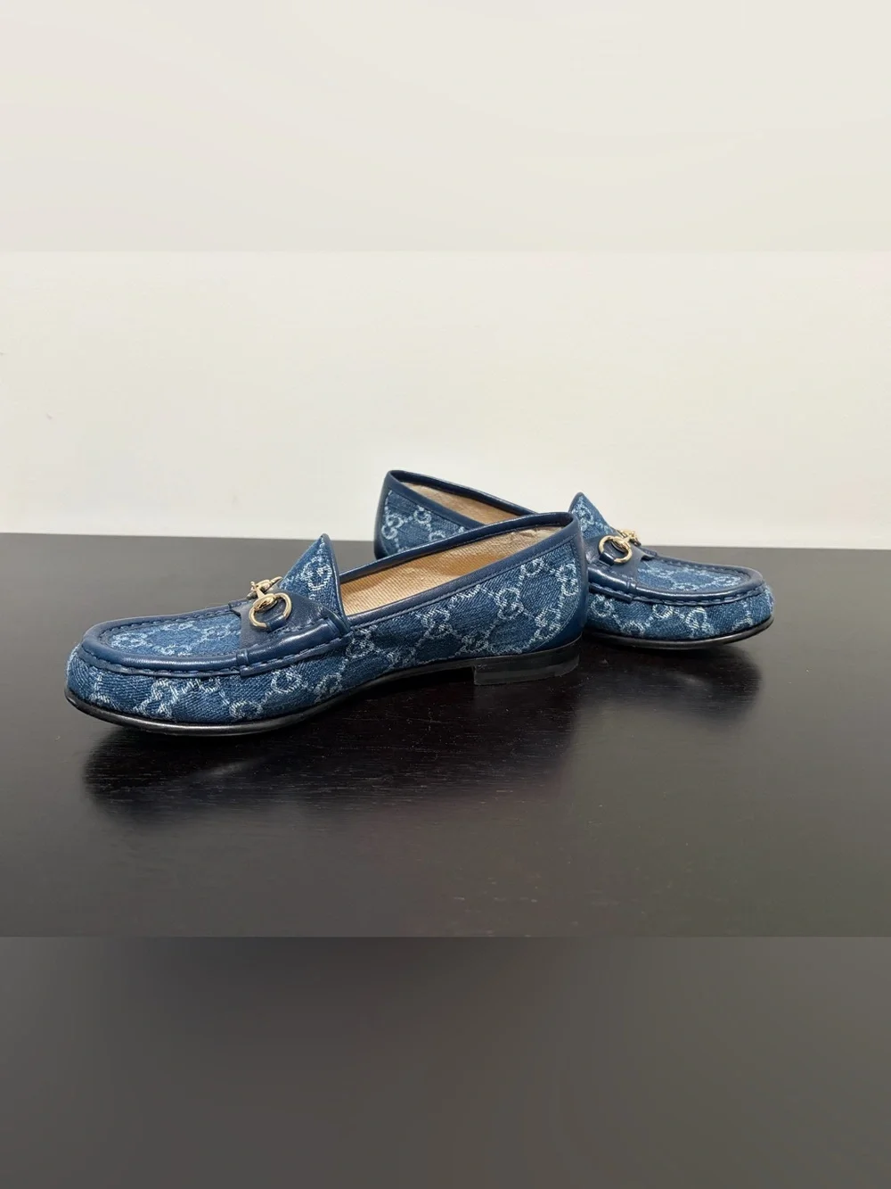 Gucci Denim Monogram Horsebit Loafers in Dark Blue - Picture 5 of 5